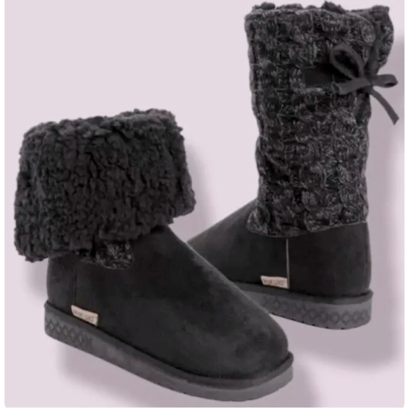 Muk Luks women’s Knit Boots Dark gray and black 7 - Picture 1 of 11